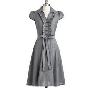 Retro Dress V Grey heart button dress - from Modcloth